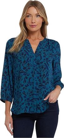 NYDJ Pintuck Blouse Womens Sleeveless Jardin Atlantique : XS (US 0-2), Polyester