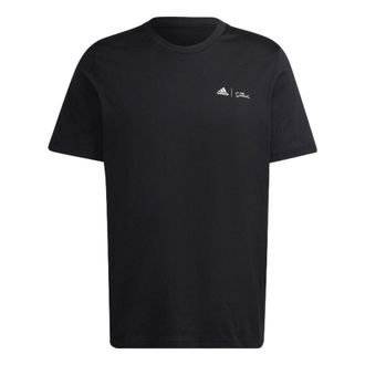 adidas Mens adidas Cartoon Skateboard Juvenile Logo Printing Round Neck Short Sleeve Black T-Shirt GS6221