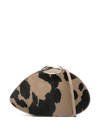 Benedetta Bruzziches animal-print clutch bag - women - Calf Hair - One Size - Neutrals