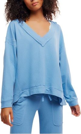 Free People Staycation Oversize Lounge Sweatshirt in Blissful Blue at Nordstrom, Size X-Small