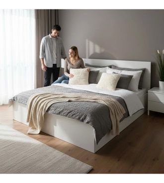 OEM Letto Matrimoniale Contenitore Bellahome Rivestito In Legno double Bianco 160x190 Cm