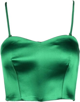 P.A.R.O.S.H. Satijnen top met elasthaanmix - Dames - Tops zonder mouwen - Groen - S - Satijn - Tops