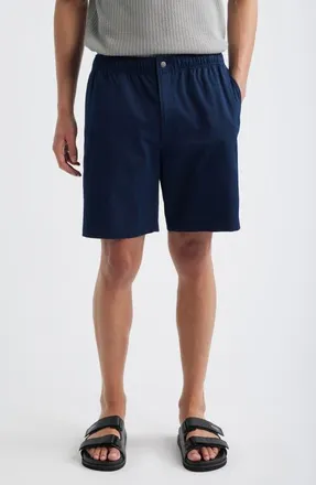 Theory Easy Elastic Waist Cotton Shorts in Baltic - Xhx at Nordstrom, Size 34