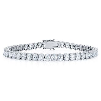 The Diamond Store LUXE 10.00ct Lab Diamond Tennis Bracelet with IGI Certified Oval-Cut Diamonds in 18K White Gold
