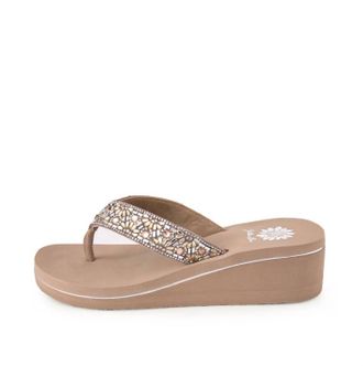 Yellow Box Womens Savira Wedge Sandal In Taupe
