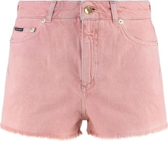 Dolce & Gabbana Denim Shorts - Dames - Denim shorts - Roze - M - Denim - Korte Broeken