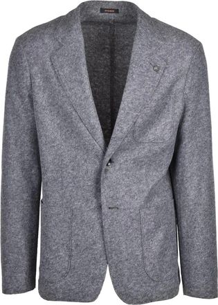 Officina 36 Grey Rounded Acrylic-Blend Blazer
