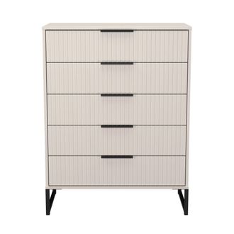 Lewis's Fluted 5 Drawer Chest in Kashmir Matt - Ready Assembled - Lewiss Home | TJ Hughes