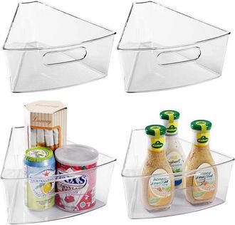 OEM Juego De 4 Cestas De Almacenamiento De Pl&aacute;stico Transparente Con Asas Para Armarios De Cocina, 26 X 24 X 10 Cm
