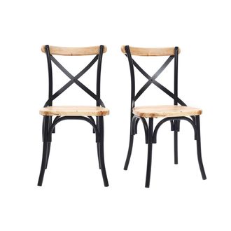 Miliboo Miliboo - Sillas Industriales En Metal Negro Y Madera (lote De 2) Jake