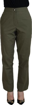 Laurel Green Cotton High Waist Women Tapered Womens Pants