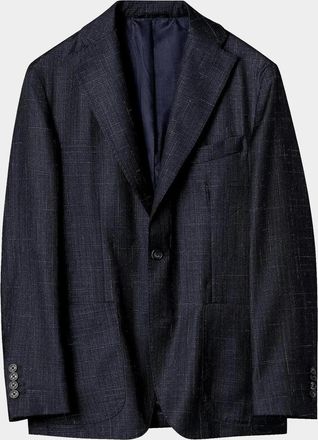 Eton Brushed-Plaid Wool-Silk Jacket