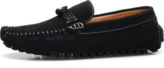 Generic Mens Loafers Suede Vamp Round Toe Breathable Stitching Details Rope Tie Lightweight Comfortable Flexible Slip Resistant Anti-Slip Wedding Classic(Blac