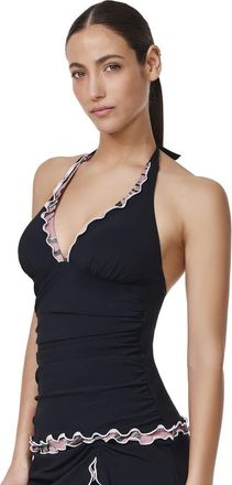 Gottex Palmita Halter Tankini Top in Black at Nordstrom, Size 14