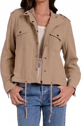 Elan Zip Crepe Jacket In Beige