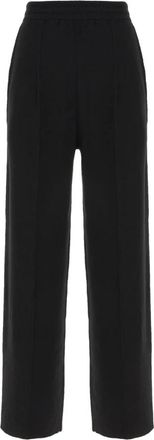Lanvin Broeken, Dames, Zwart, M, Wol, Broek met elastische tailleband en zijnaad