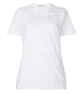 Comme Des Gar&ccedil;ons White Checks Crew Neck Top