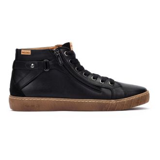 Pikolinos Zwarte Leren Dames Sneaker - Dames - Sneakers - Zwart - 38 EU - Leer - Schoenen