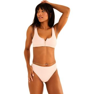 Dippin' Daisy's Swimwear Wave Front Zipper Closure Bikini Top in Sunset Pink at Nordstrom, Size X-Large