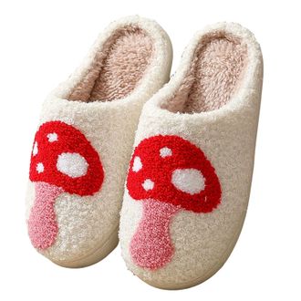 Generic Slippers for Women Fuzzy House Slip On Indoor Outdoor Bedroom Fleece Lined Cozy Slipper Winter Warm Soft Plush Cute Non-Slip Holiday Slippers Ladies C