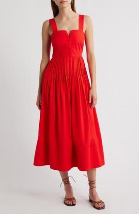 The Great. The Day Break Pleated Sleeveless Maxi Dress in Hot Red at Nordstrom Rack, Size 3 (Fits Like 12-14 Us)