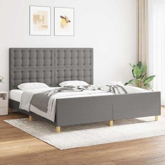 vidaXL Vidaxl Estructura De Cama Con Cabecero Tela Gris Oscuro 180x200 Cm