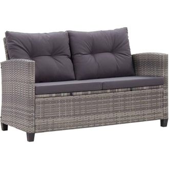 vidaXL Vidaxl - Divano da Giardino 2 Posti con Cuscini Grigio 124 cm Polyrattan