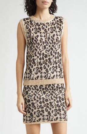 Missoni Animal Jacquard Sequin Sleeveless Sweater in Beige Base at Nordstrom, Size 10 Us