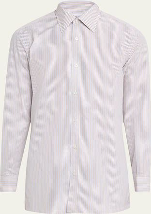Charvet Mens Stripe Spread-Collar Dress Shirt