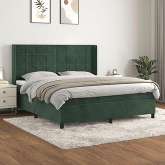 vidaXL Vidaxl - Cama Box Spring Con Colch&oacute;n Terciopelo Verde Oscuro 160x200 Cm