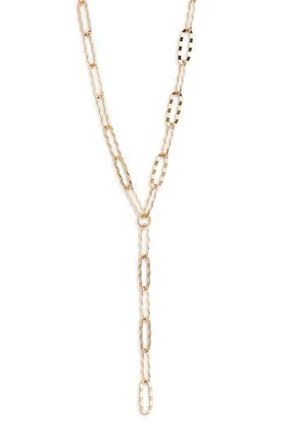 Nordstrom Hammered Paper Clip Chain Y-Necklace in Gold at Nordstrom Rack