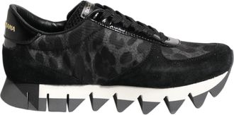 Dolce & Gabbana Black Gray Leopard Low Top Sneakers Womens Shoes