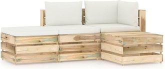 vidaXL Muebles De Jard&iacute;n 4 Pzas Con Cojines Madera Impregnada Verde Vidaxl