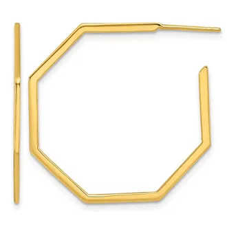 Diamond2Deal 14K Yellow Gold Polished 30mm Hollow Hoop Earrings