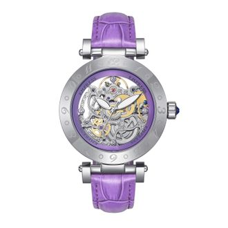 Empress Womens Theodora Automatic Leather-Band Watch - Purple Stainless Steel - One Size