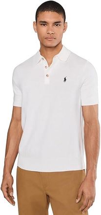 Polo Ralph Lauren Cotton Polo-Collar Sweater Mens Sweater Deckwash White With Navy : 2XL