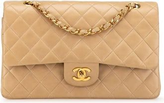 Chanel Borsa a spalla Classic Double Flap media in pelle di agnello 1994-1996 - Marrone
