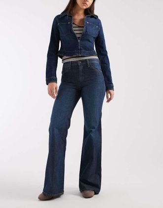 Wrangler Jeans a zampa blu navy a pois anni 70