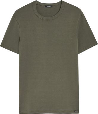 Tom Ford Logo-appliqu&eacute;d Stretch-cotton T-shirt - Olive - XL