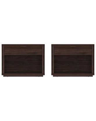 Manhattan Comfort Set Of 2 Evelyn Modern Nightstands 2.0 With 2 Full Extension Drawers