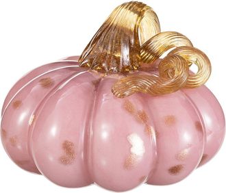Glitzhome Fall Multi Striped Glass Short Pumpkins in Pink at Nordstrom, Size Medium