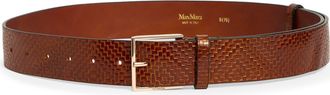 Max Mara Mxatrine Leather Belt in Tobacco at Nordstrom, Size Medium