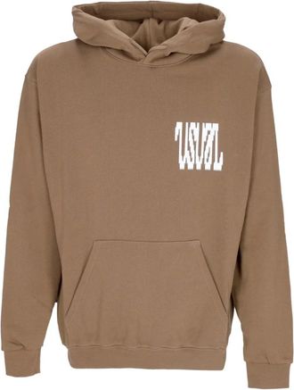 Usual Bruine longsleeve hoodie voor mannen - Heren - Hoodies - Bruin - L - Katoen - Hoodies & sweatvesten