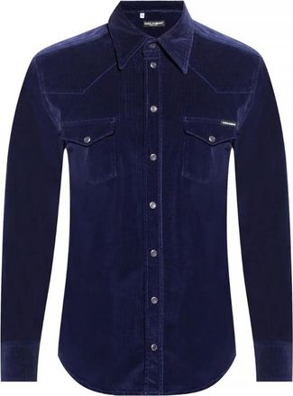 Dolce & Gabbana Heren, Overhemden, Blauw, Maat: S Corduroy
