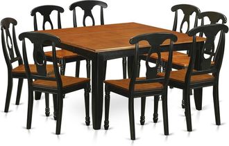 East West Furniture 9 Pc Dining room set-Dining Table and 8 Wooden Dining Chairs