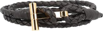 Tom Ford Gevlochten Leren T Armband - Heren - Armbanden - Bruin - M - Leer - Accessoires