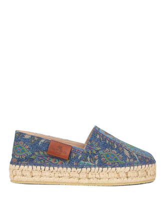 Etro Blue Jacquard Cotton Denim Espadrilles