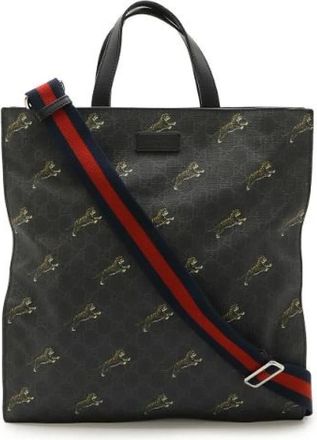 Gucci Pre-owned Tote Bags, female, Gray, Size: ONE SIZE Pre-owned Canvas Tote Bag