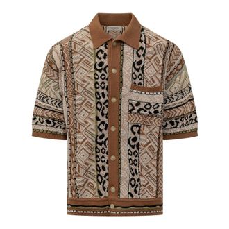 Laneus Short Sleeve Shirts, male, Brown, Size: XL Short-sleeve Knitted Shirt