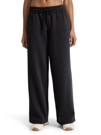 Reebok Apparel Womens Tonal Wide Leg Sweatpant, Standard Fit, 30 Inseam, Midweight Cotton-Poly Fabric, Black, S